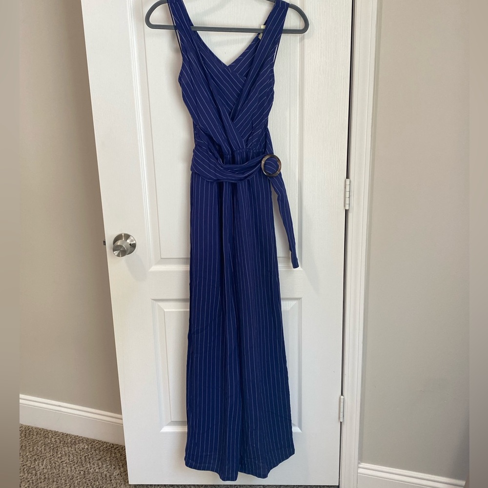 NWT Flying Tomato Wide Leg Pinstripe Jumpsuit - Picture 3 of 9